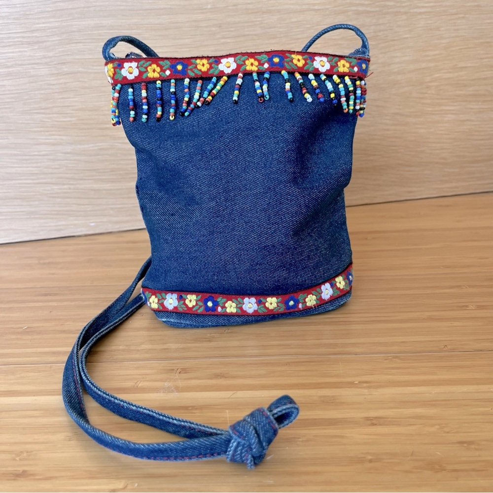 ❤️FREE Add❤️ VENETO Denim-Beaded Shoulder Bag